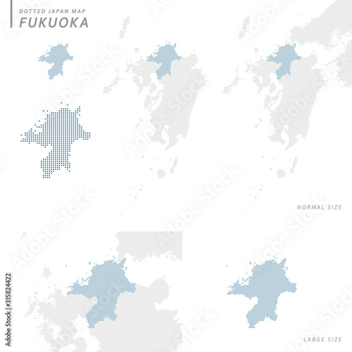 福岡を中心とした、日本の水色のドットマップ