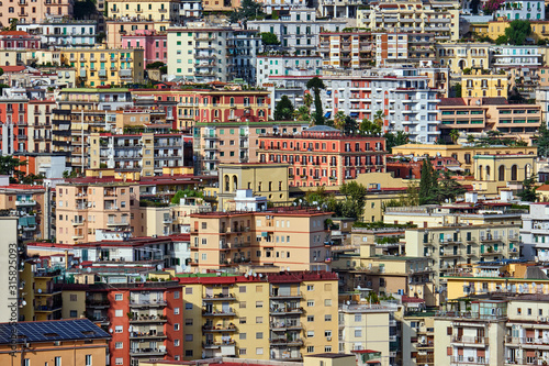 Detail of a residential zone with high-rise apartment houses in Naples, Italy