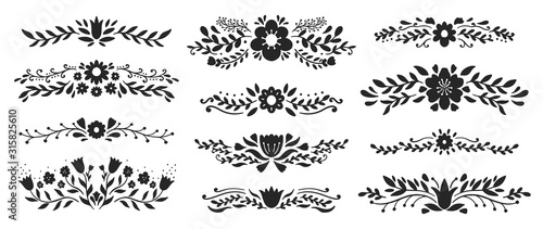 Set divider flora ornament.Decoration element design.