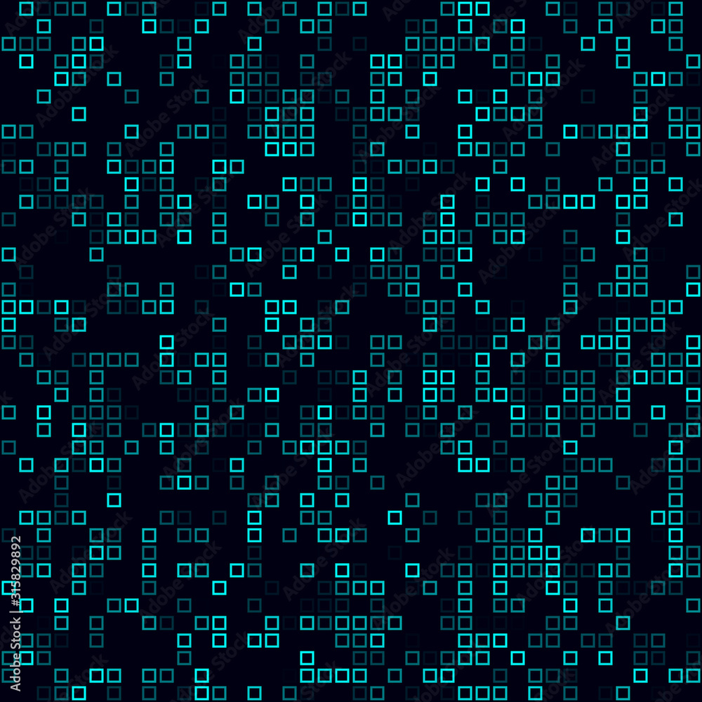 Digital background. Sparse pattern of frames. Cyan colored seamless background. Captivating vector illustration.