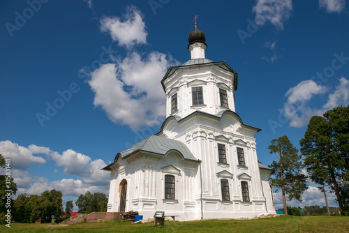 Church of the Exaltation of the Holy Cross in the Nile Desert. Nilo-Stolobenskaya Pustyn. Is situated on Stolobny Island in Lake Seliger. Tver region, Russia