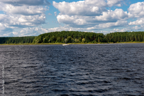 Boat trip on the lake on a summer day