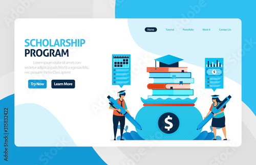 Landing page for scholarship education program, open donations and funding for outstanding student, Low interest loans for educational institutions, tuition fees. for banner, web, website, mobile apps