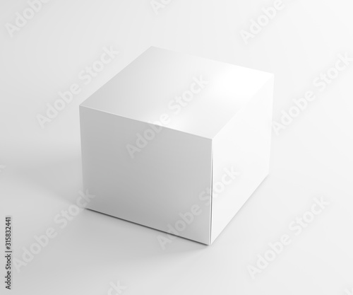 White box mockup. Blank packaging boxes, cube perspective view. 3d illustration set © Alvin