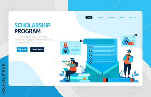 Landing page for scholarship education program, open donations and funding for outstanding student, Low interest loans for educational institutions, tuition fees. for banner, web, website, mobile apps