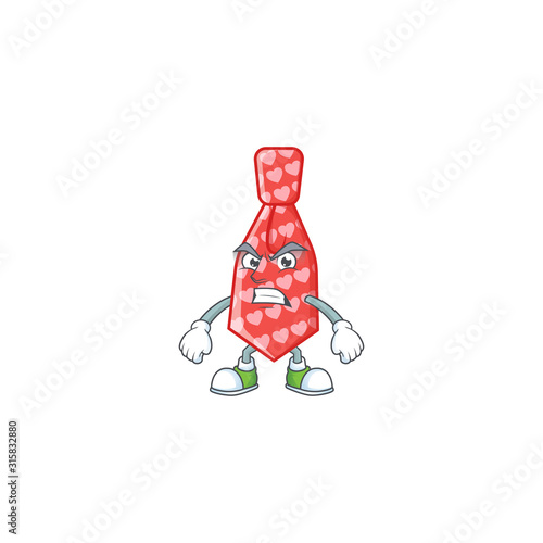 cartoon character of red love tie with angry face