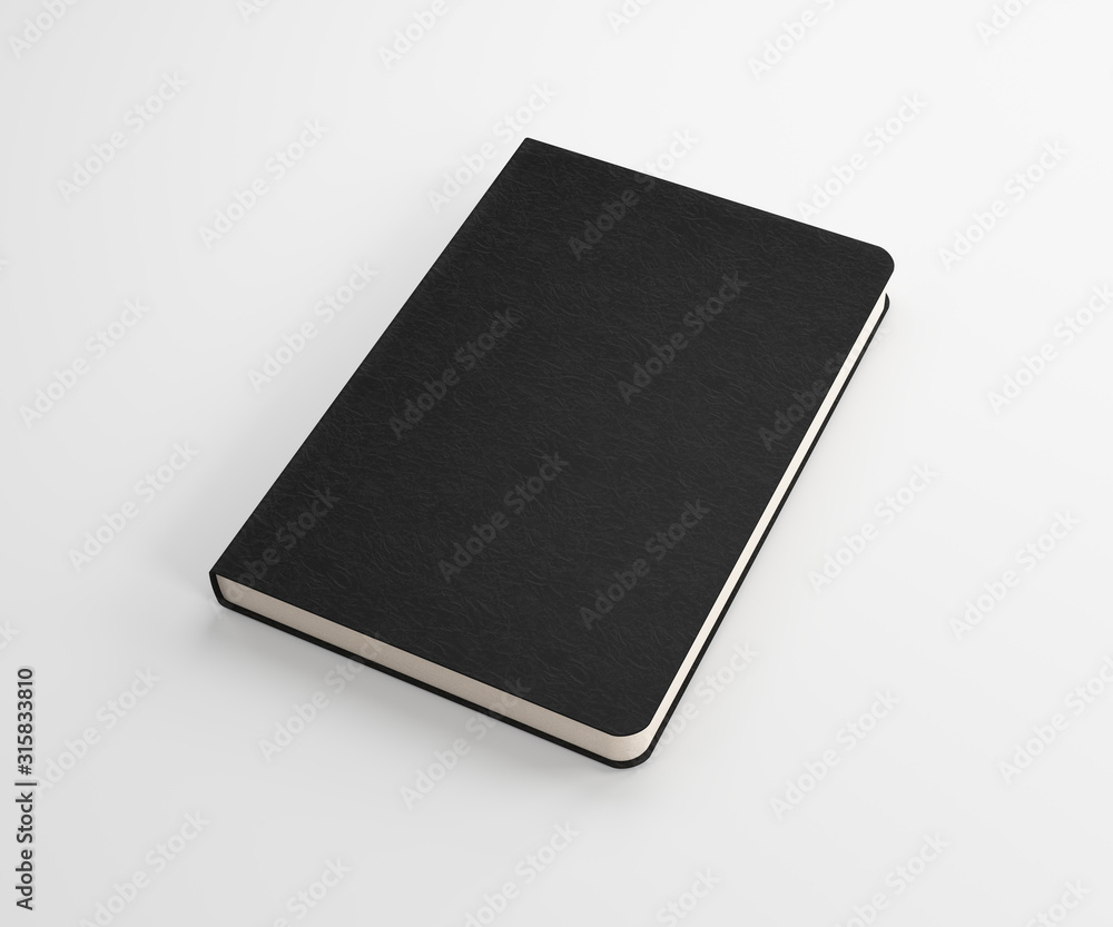 Isolated notebook on white background. Blank pages copybook template. 3D illustration. 3D rendering. Isolated notebook on white background. Blank pages copybook template. 3D illustration. 3D rendering.