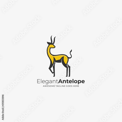 Vector Logo Illustration Elegant Antelope Mascot Cartoon