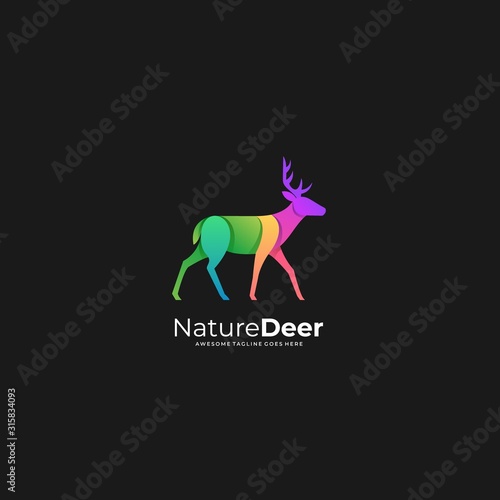 Vector Logo Illustration Nature Deer Gradient Colorful