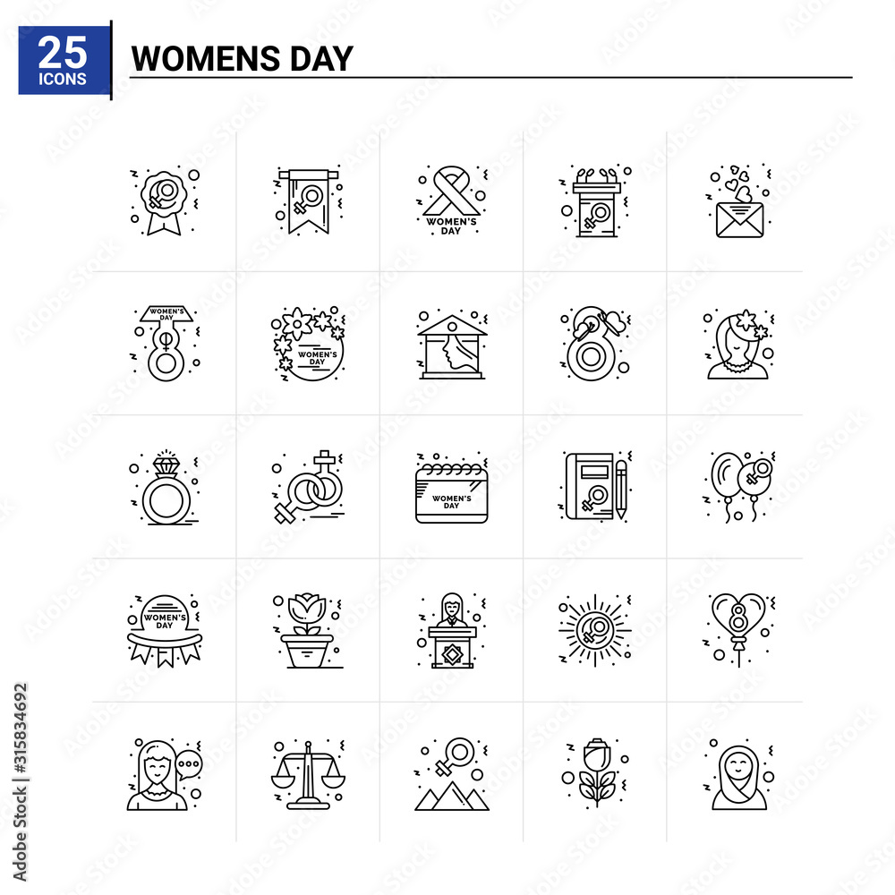 Fototapeta 25 Womens Day icon set. vector background