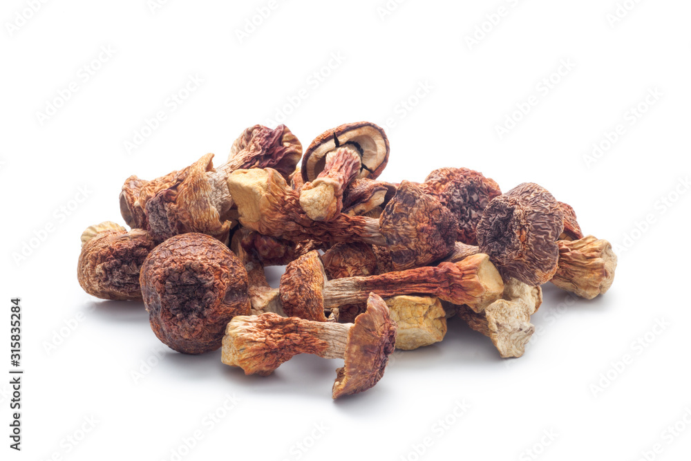 Pile of Agaricus blazei mushroom isolated on white background Pile of Agaricus blazei mushroom isolated on white background