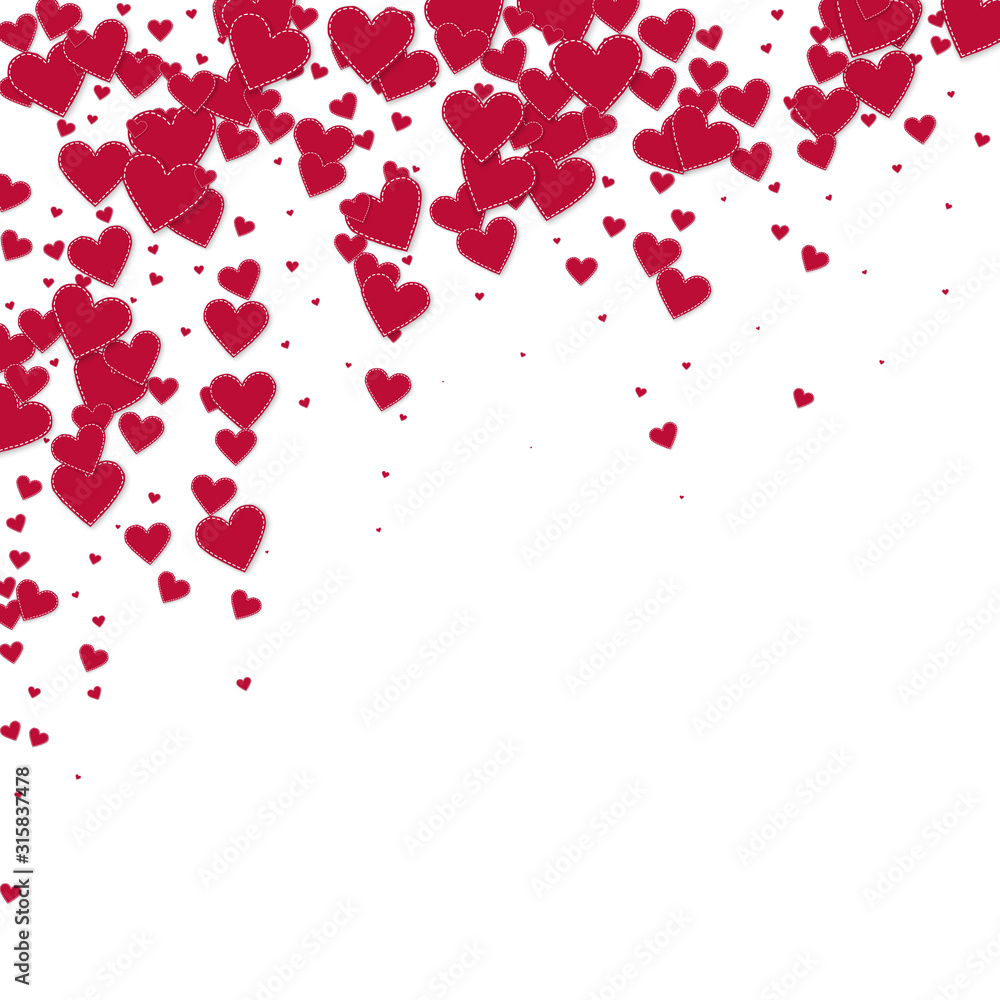 Red heart love confettis. Valentine's day falling 