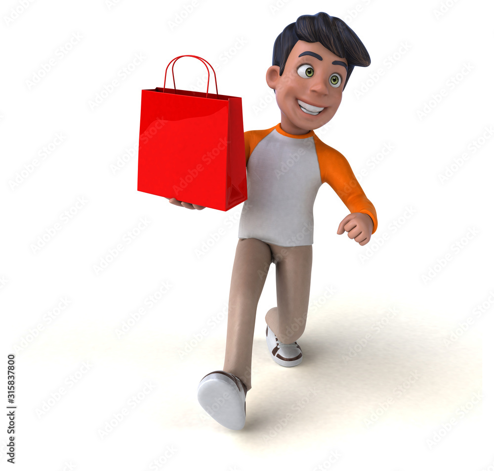 Fun 3D cartoon Asian teenager . Fun 3D cartoon Asian teenager .