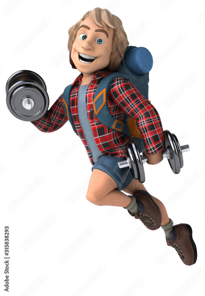Man solo traveling backpacker - 3D Illustration Man solo traveling backpacker - 3D Illustration
