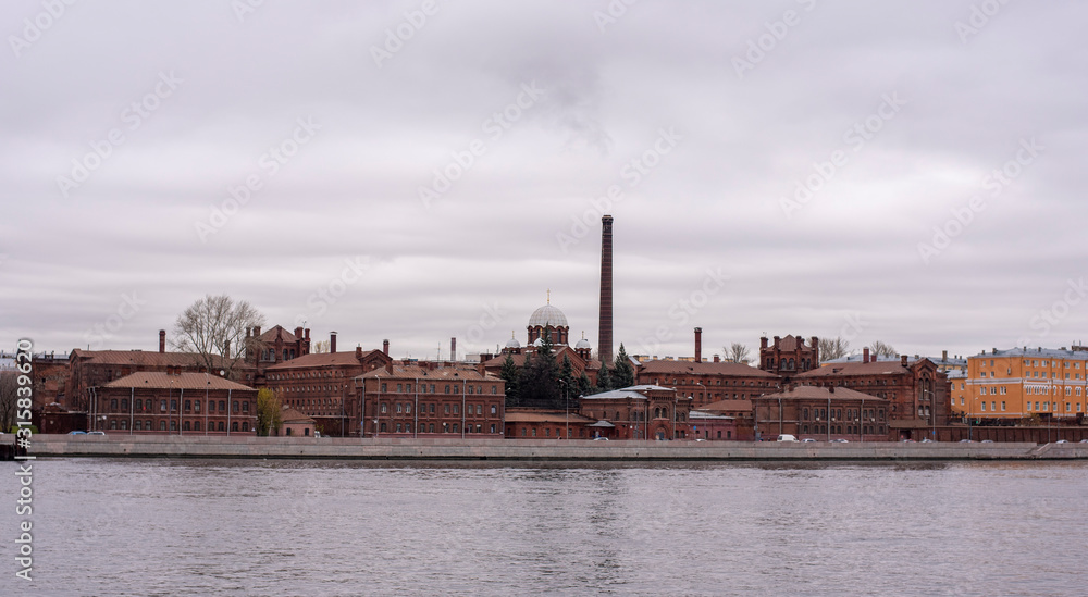 View of Kresty Prison on the banks of the Neva River, the city of Saint Petersburg, Russia.