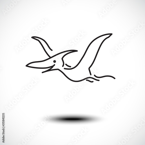 Simple line style icon of Pteranodon.  Vector illustration. 