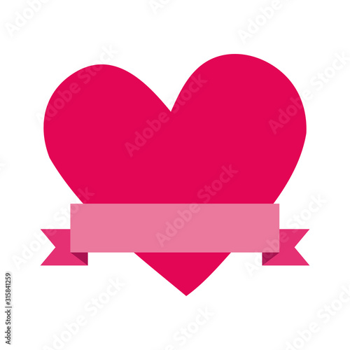 valentines heart love with ribbon