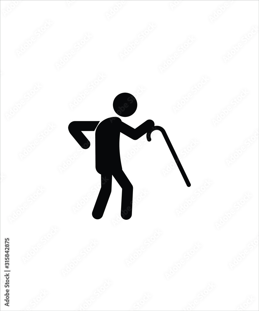 old man with stick icon,vector best flat icon. old man with stick icon,vector best flat icon.
