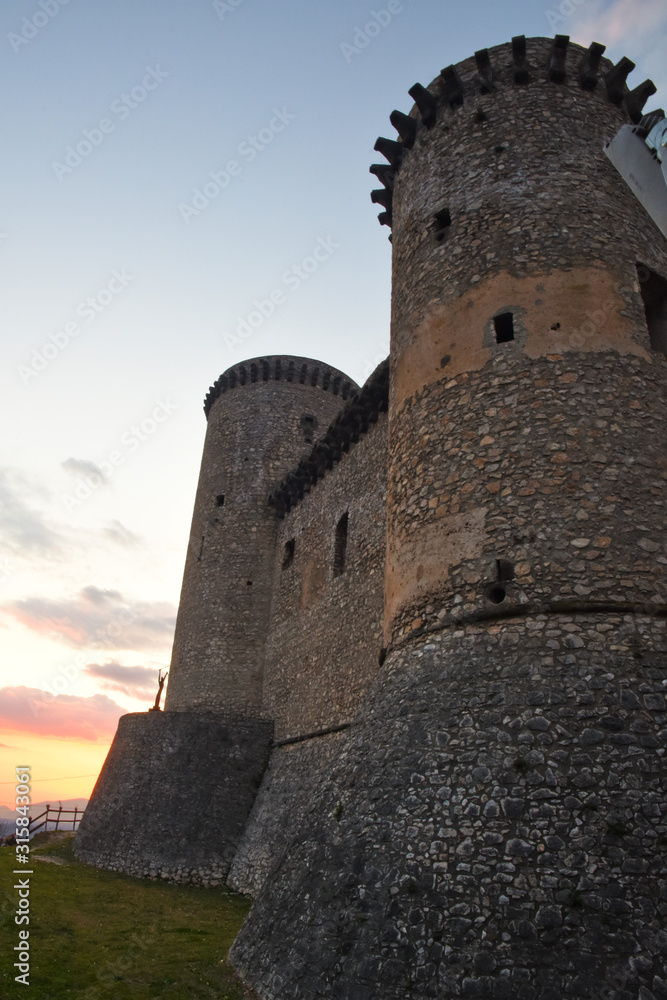 Riardo, Italy, 01/12/2020. The tower of an ancient medieval castle Riardo, Italy, 01/12/2020. The tower of an ancient medieval castle
