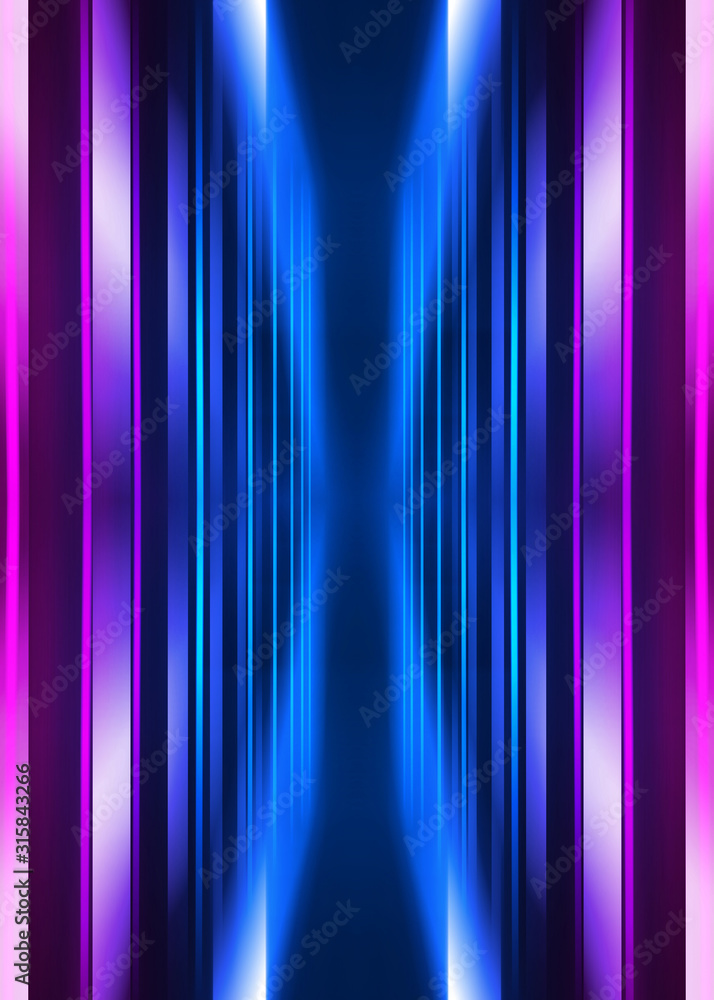 Dark abstract futuristic background. Neon lines glow. Neon lines, shapes. Multi-colored glow, blurry lights, bokeh. Empty stage background Dark abstract futuristic background. Neon lines glow. Neon lines, shapes. Multi-colored glow, blurry lights, bokeh. Empty stage background