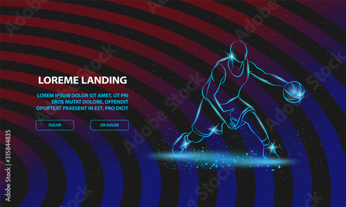 Basketball player with ball. Vector Basketball Sport Background for Landing Page Template.