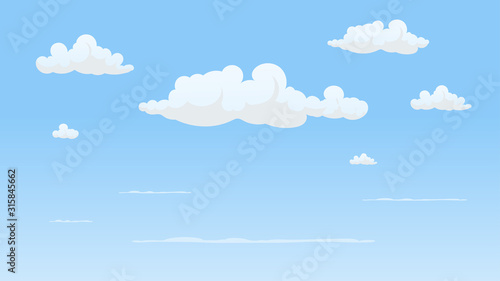 Landscape blue sky and white clouds on sunny day.Cartoon concetp.Vector illustration