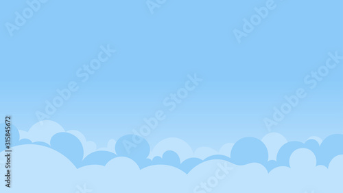 Landscape blue sky and white clouds on sunny day.Cartoon concetp.Vector illustration