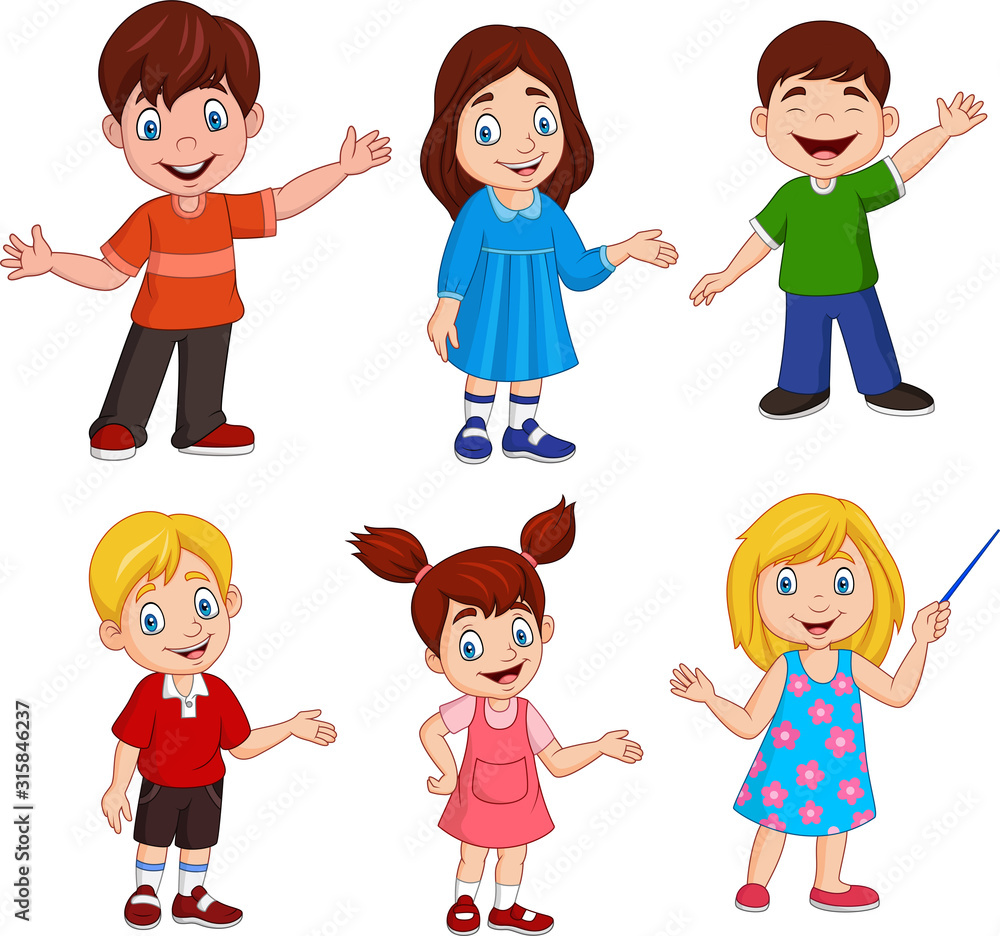 Cartoon kids with different posing Cartoon kids with different posing