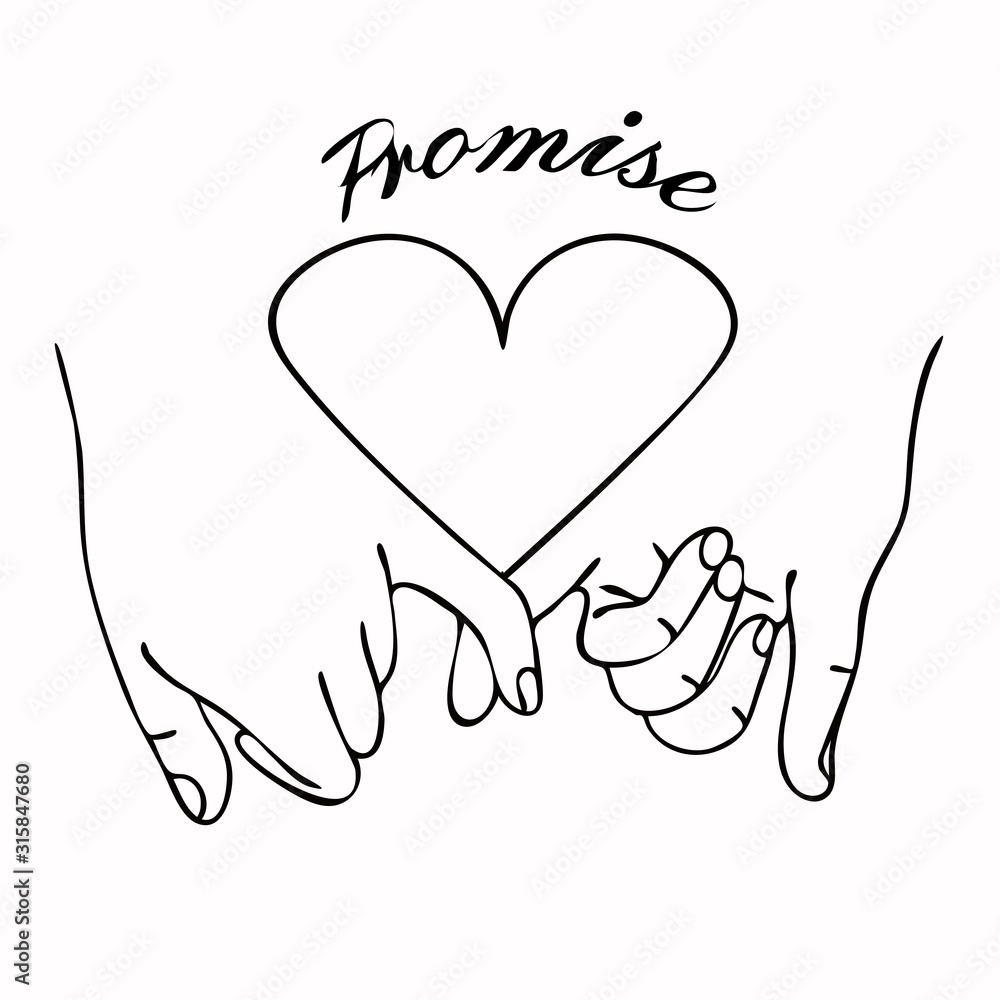 Pinky Promise outline vector with heart Pinky Promise outline vector with heart