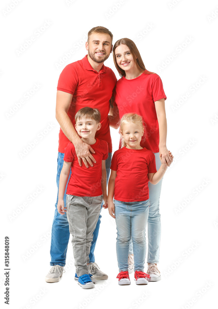 Portrait of happy family on white background Portrait of happy family on white background