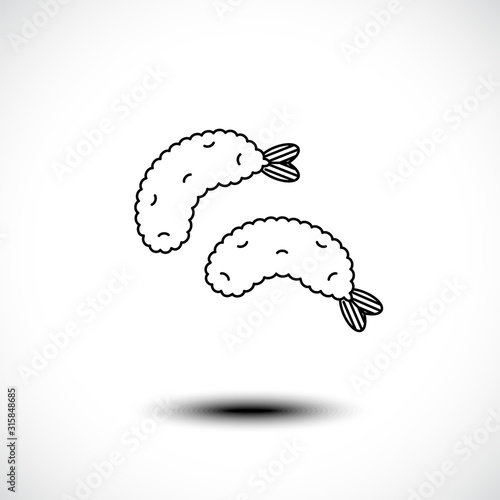 Fried shrimp line icon. Vec...