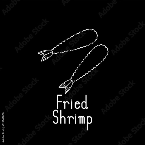 Fried shrimp line icon. Vec...