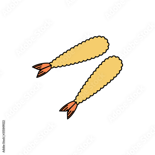Fried shrimp icon. Vector i...