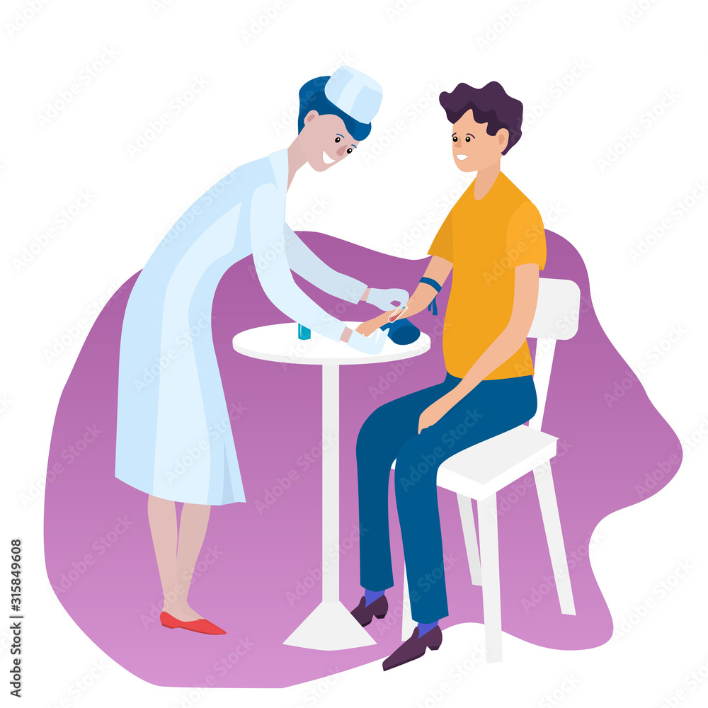 A nurse takes a blood sample from a man. A nurse takes a blood sample from a man.