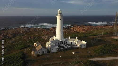 Aerial Drone Shot of Cape St. Francis Lighthouse South Africa