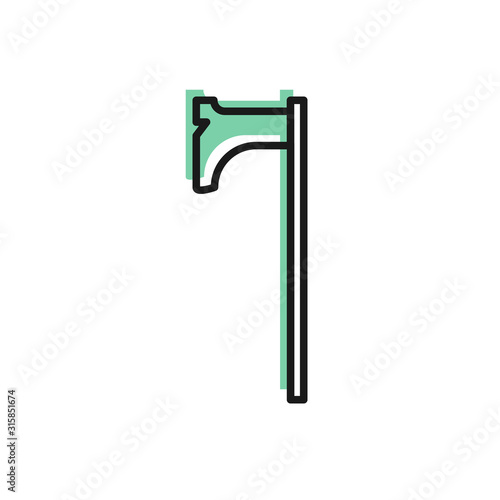Black line Medieval axe icon isolated on white background. Battle axe, executioner axe. Medieval weapon. Vector Illustration