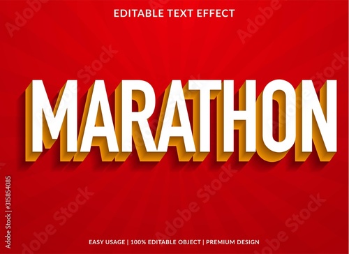marathon text effect template with 3d type style and retro concept use for brand label and logotype 