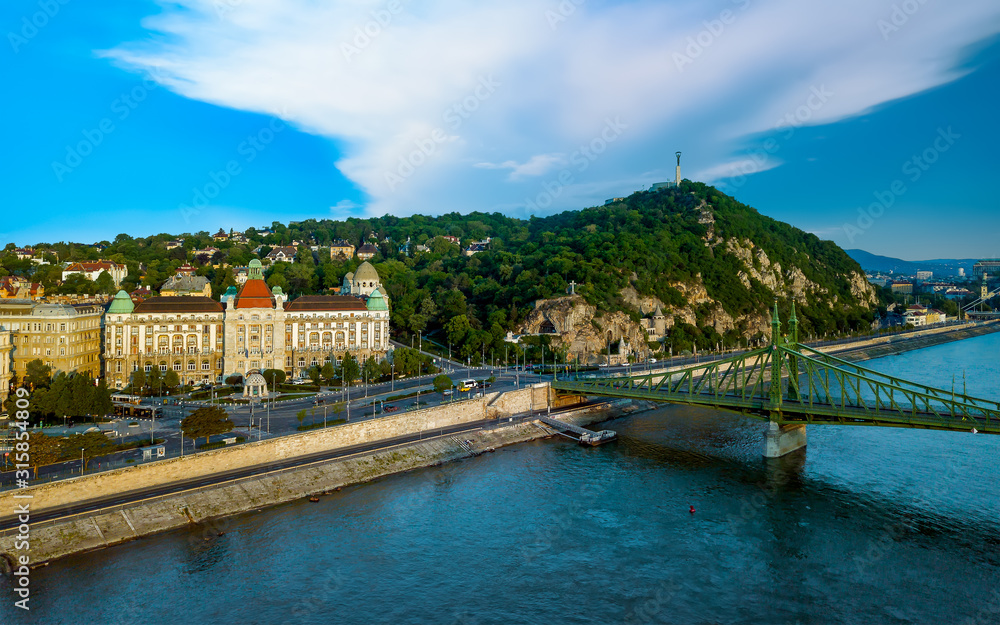 Europe, Hungary, Budapest. Gellert thermal bath. Soprt Recreation thermal water hotel travel Liberty bridge Danuber river