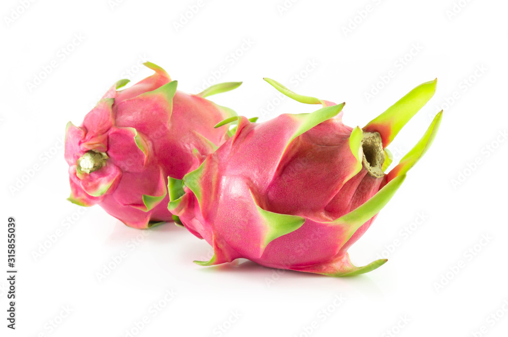 Close up fresh dragon fruit isolated on white background, food healthy Close up fresh dragon fruit isolated on white background, food healthy