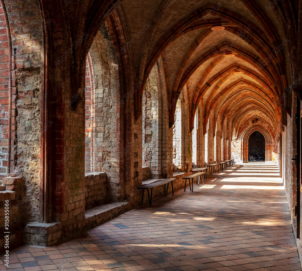 Exterior and interior shots of the historic monastery in the Brandenburg city of Chorin, Germany
