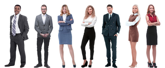 group of successful business people standing in a row.