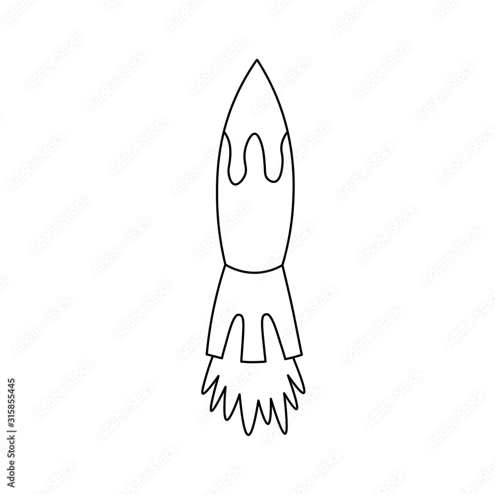 Coloring Pages. Coloring Book for kids. Colouring pictures with cartoon rocket. Vector stock