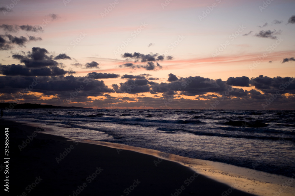 romantic landscape with sunset on the Baltic Sea in Poland romantic landscape with sunset on the Baltic Sea in Poland