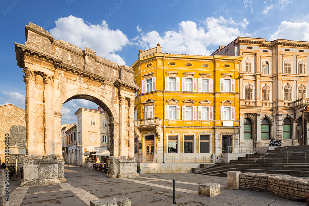 Triumphal Arch of Sergius in Pula. Croatia.
