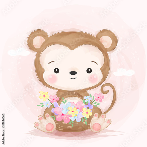cute animal illustration, animal clipart, baby shower decoration, woodland illustration.