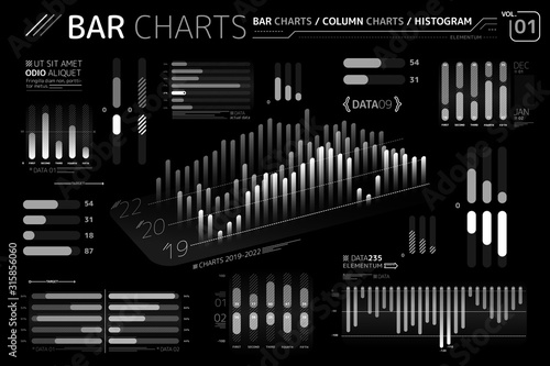 Bar Charts, Column Charts and Histograms Infographic Elements