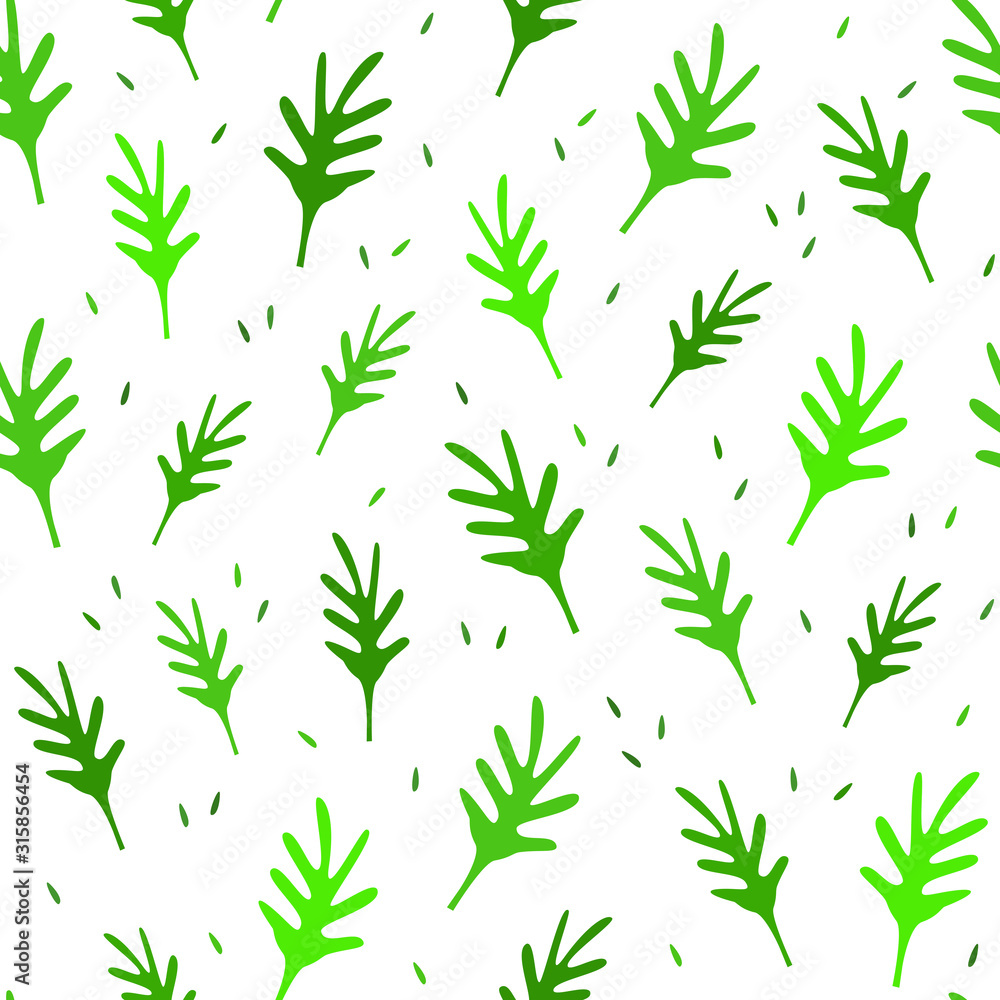 Seamless green leaves pattern. Vector illustration on white background. Seamless green leaves pattern. Vector illustration on white background.