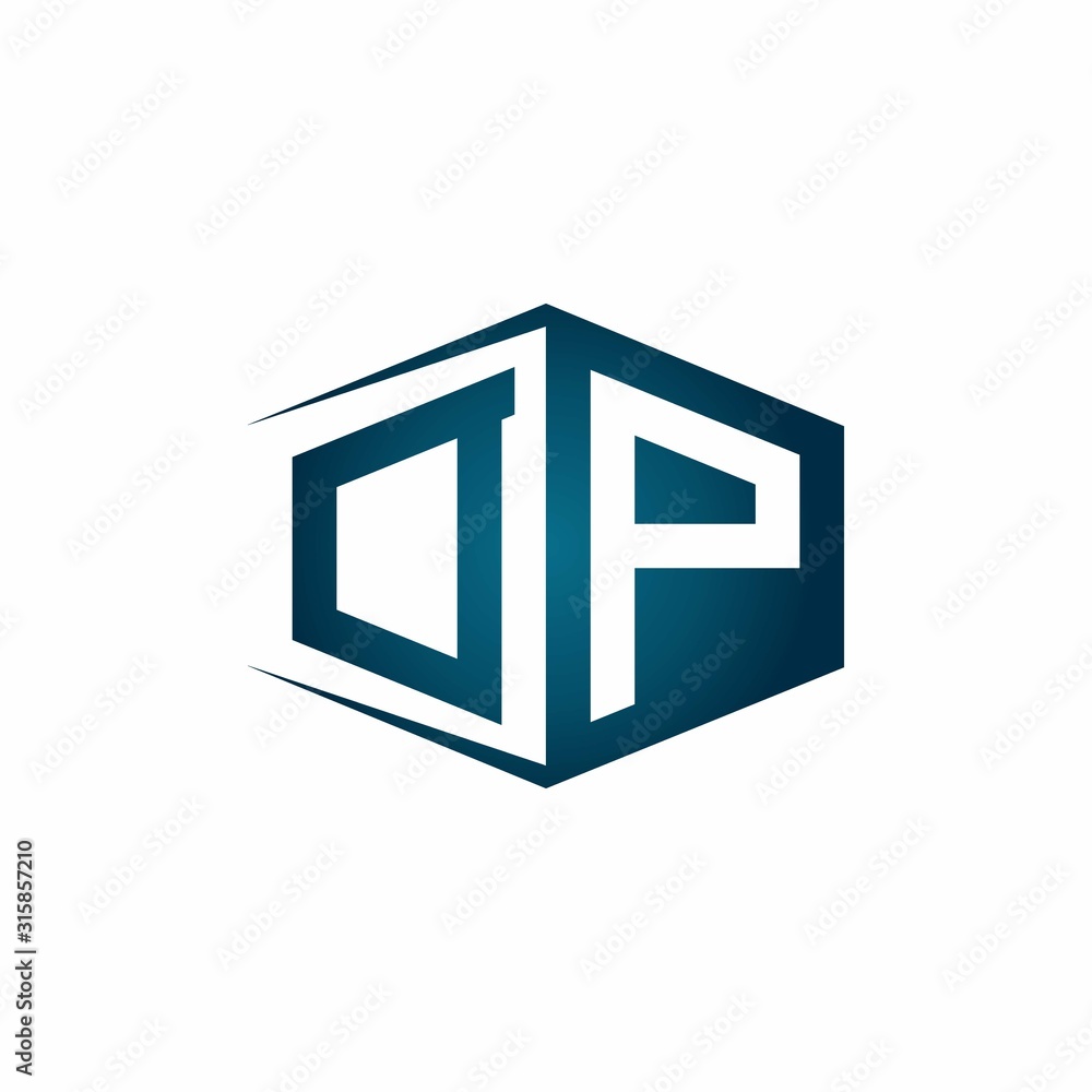 DP monogram logo with hexagon shape and negative space style ribbon design template DP monogram logo with hexagon shape and negative space style ribbon design template