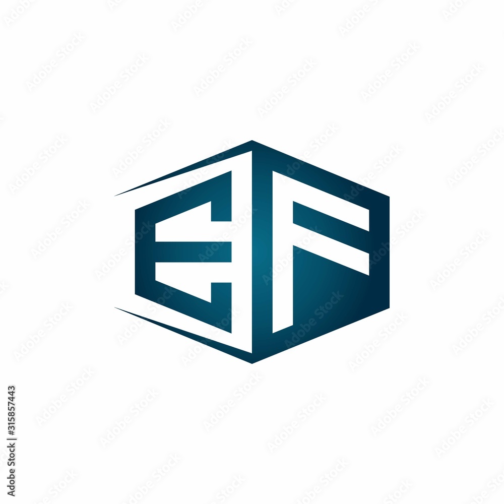 EF monogram logo with hexagon shape and negative space style ribbon design template EF monogram logo with hexagon shape and negative space style ribbon design template