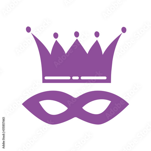 mardi gras celebration mask with crown